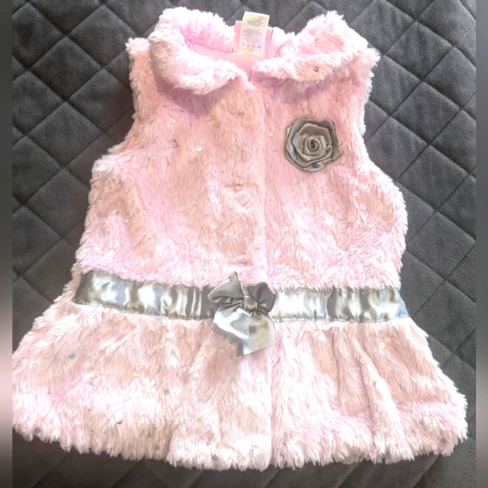 Satin Flowers Silver Sequin Accent Vest